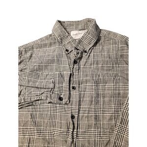 Goodfellow & Co Mens Gray Plaid Button Down Shirt‎ Long Sleeve Size L